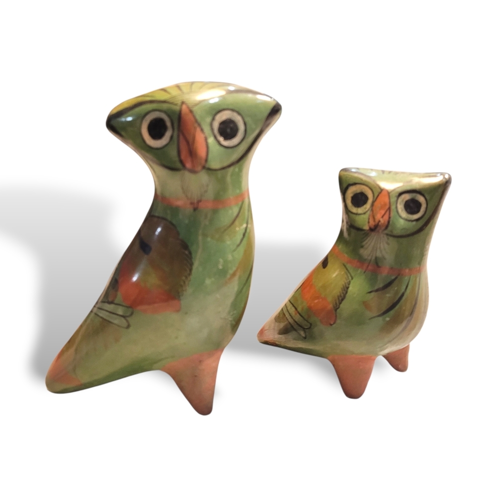 Vintage Mexican Tonala Owl Figurines (pair)